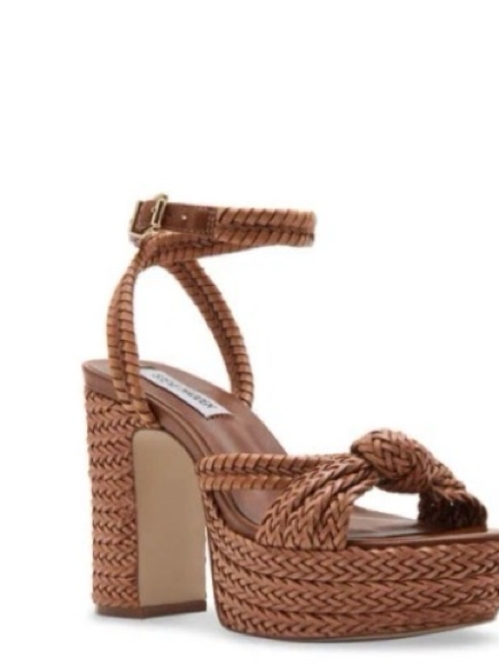 Steve Madden Ibiza Cognac Braided Platform Sandals- NEW - Picture 2 of 5